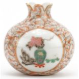 Chinese porcelain fois bois pomegranate vase hand painted in the famille verte palette with lucky