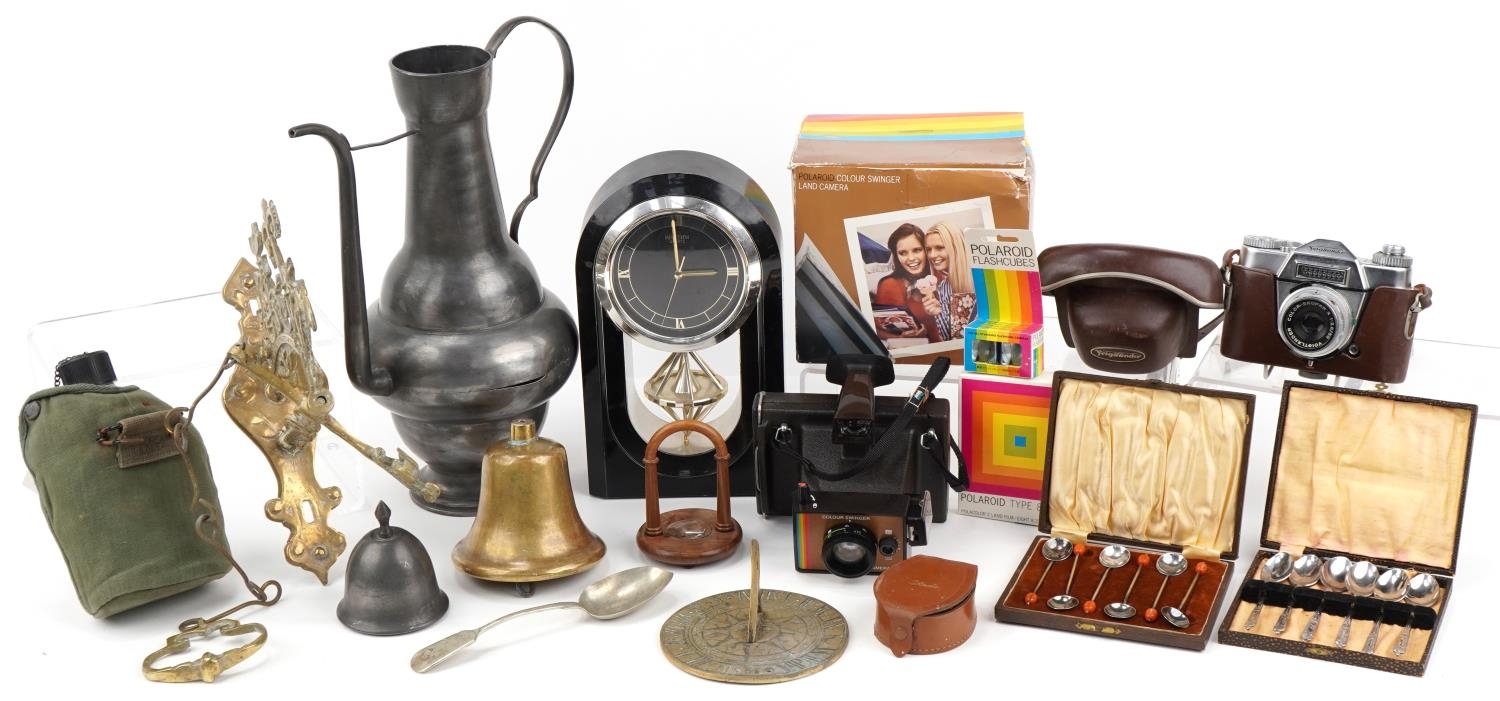 Antique and later sundry items including Voigtlander camera, sundial and bronze bell : For further
