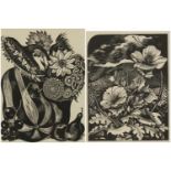 John Nash - Sea Poppy and still life flowers and fruit, two wood engravings, each with various