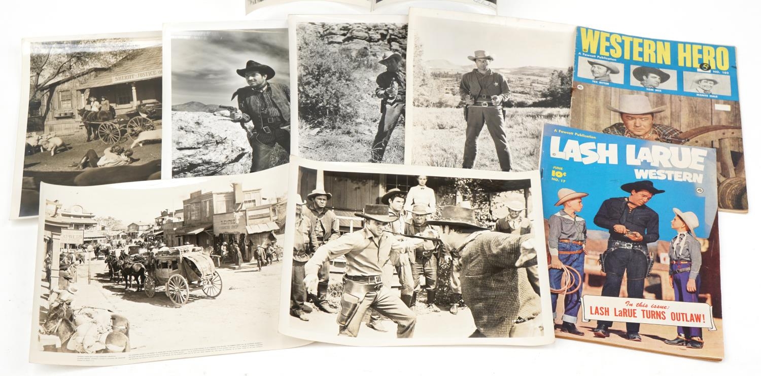 Vintage western film lobby cards and two comics, some lobby cards with Fox Films stamps to the - Image 4 of 4