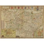 Antique hand coloured map of Kent with her Cities and Earls Described and Observed, mounted,