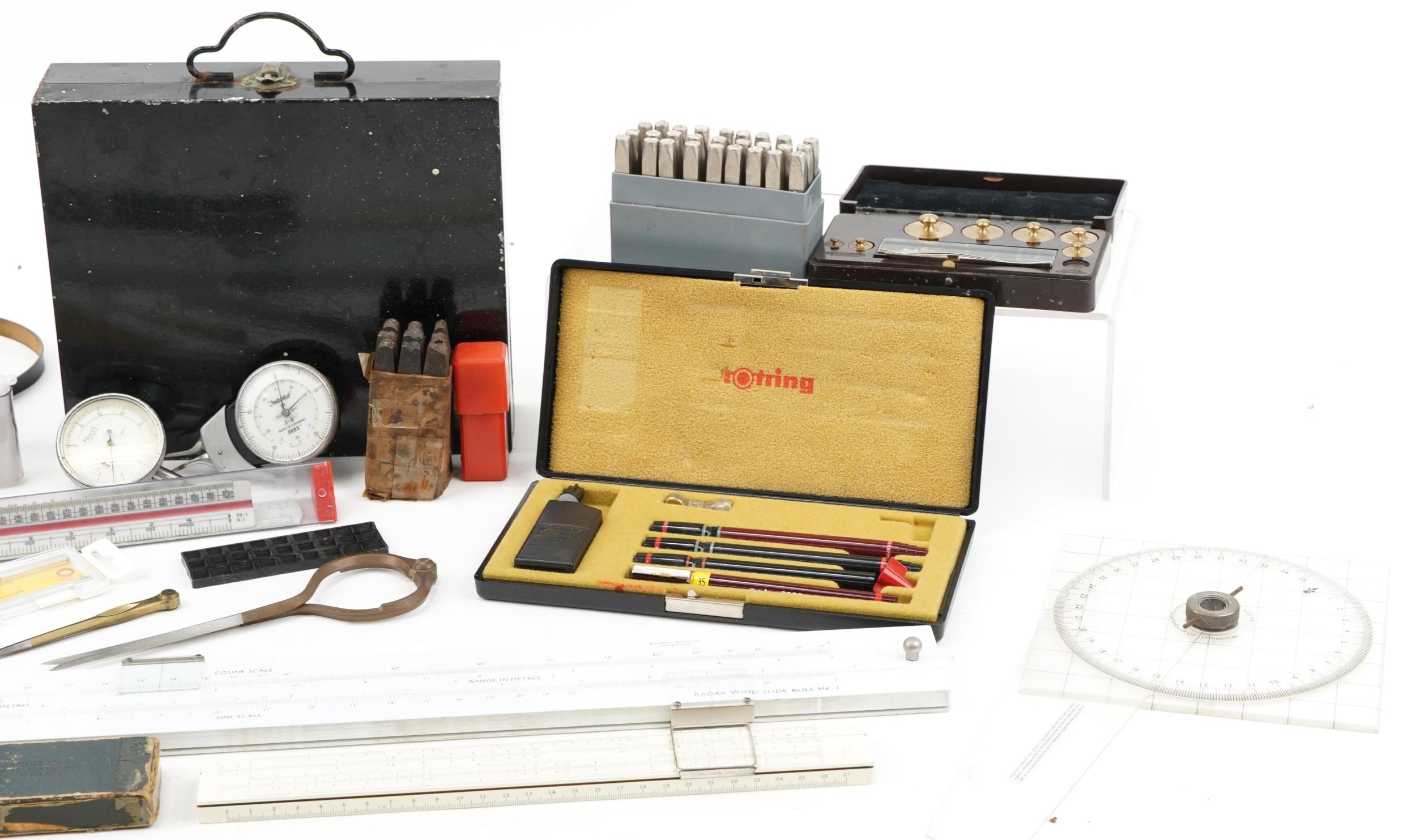 Predominantly technical drawing sundry items including Rotring Isograph set and Modelmark steel hand - Image 3 of 3