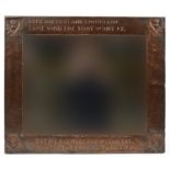 Liberty & Co, Scottish Arts & Crafts beaten copper wall mirror with embossed thistles and Robert