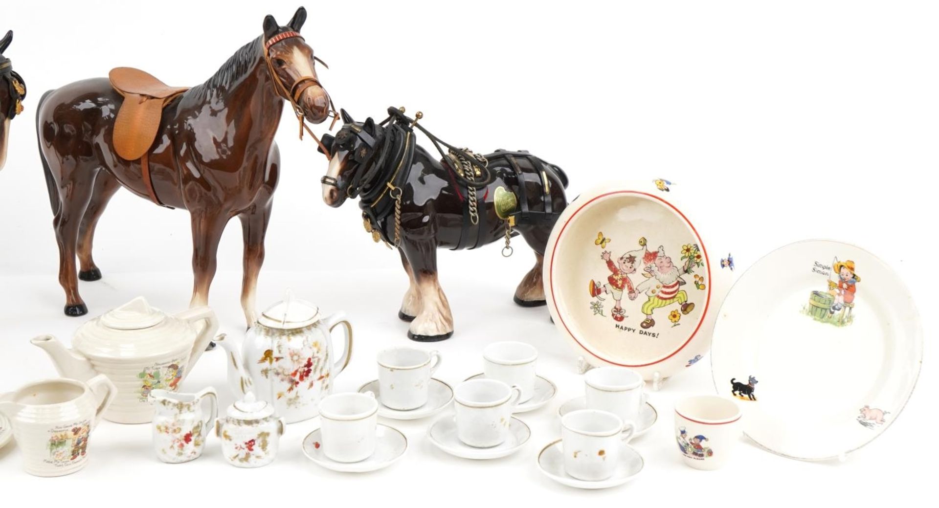 Collectable china including doll's house tea service and two Melba Ware shire horses : For further - Image 3 of 3