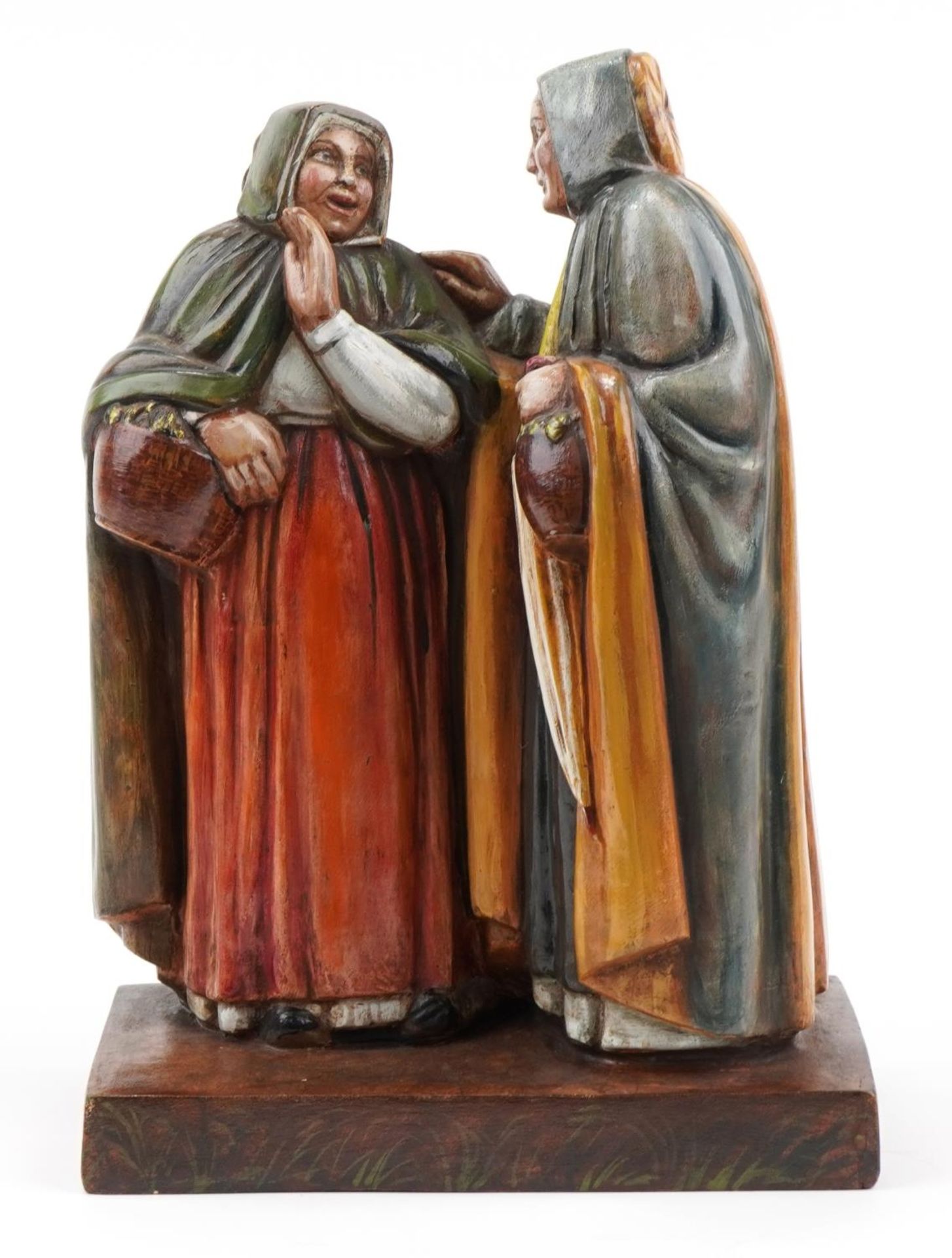 European painted terracotta figure group of two peasants, 49cm high : For further information on - Image 2 of 4