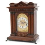 19th century oak bracket clock striking on five rods with Westminster chime, with Corinthian