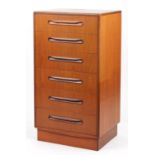 Mid century G Plan Fresco teak six drawer chest, 103cm H x 56cm W x 44cm D : For further information