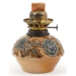 Attributed to Royal Doulton, Art Nouveau stoneware oil lamp reservoir with Hinks & Sons patent