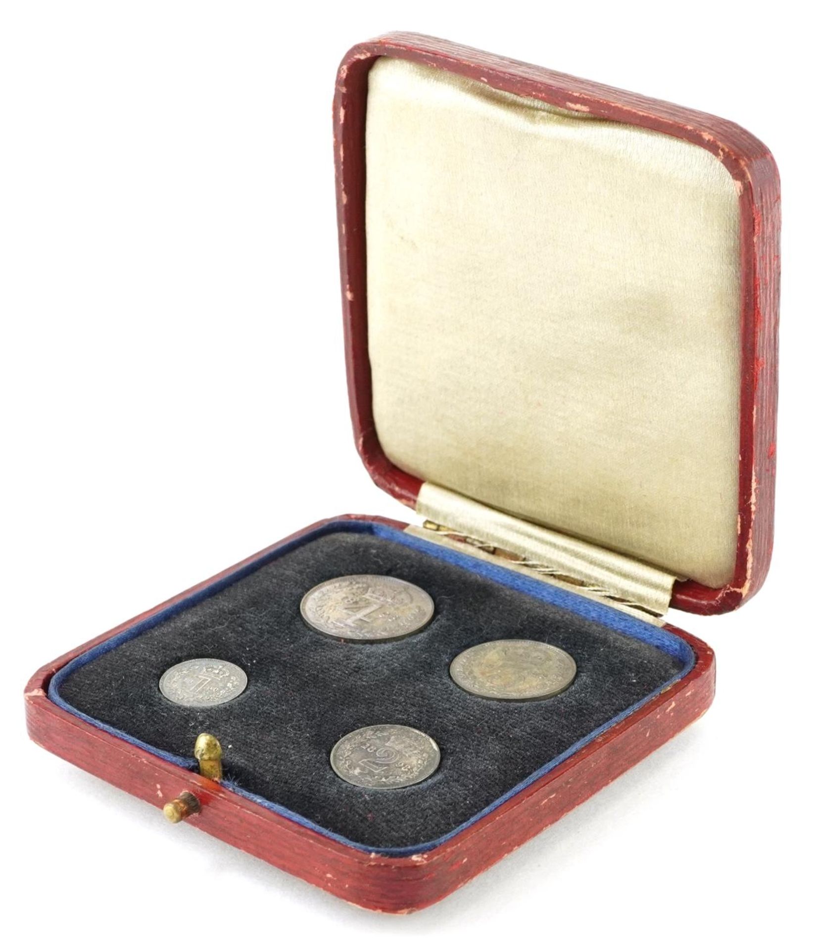 Queen Victoria 1898 Maundy coin set housed in a silk and velvet lined fitted case : For further