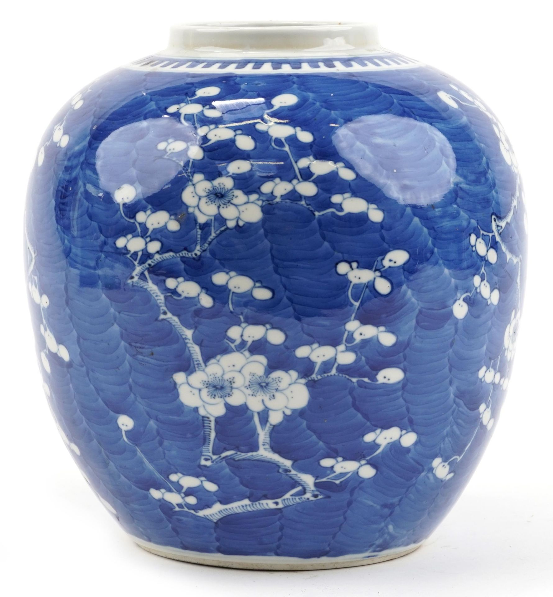 Unusually large Chinese blue and white porcelain ginger jar hand painted with prunus flowers, four - Image 3 of 7
