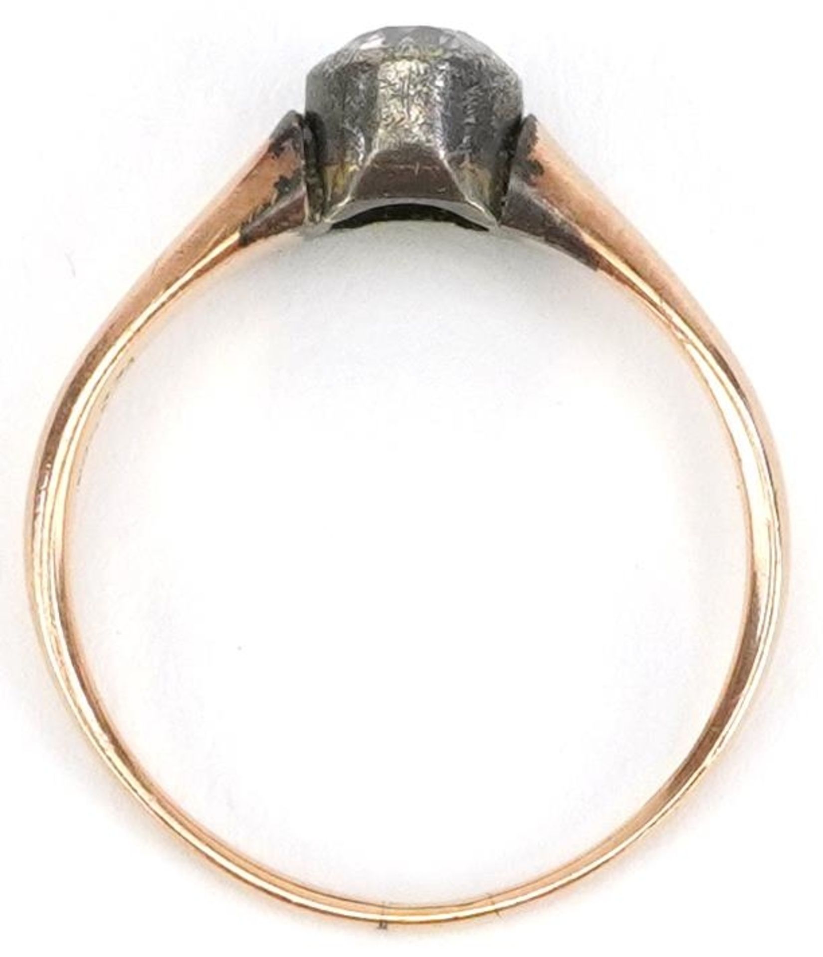 Victorian gold diamond solitaire ring, tests as 15ct gold, the diamond approximately 0.45 carat, - Image 3 of 5