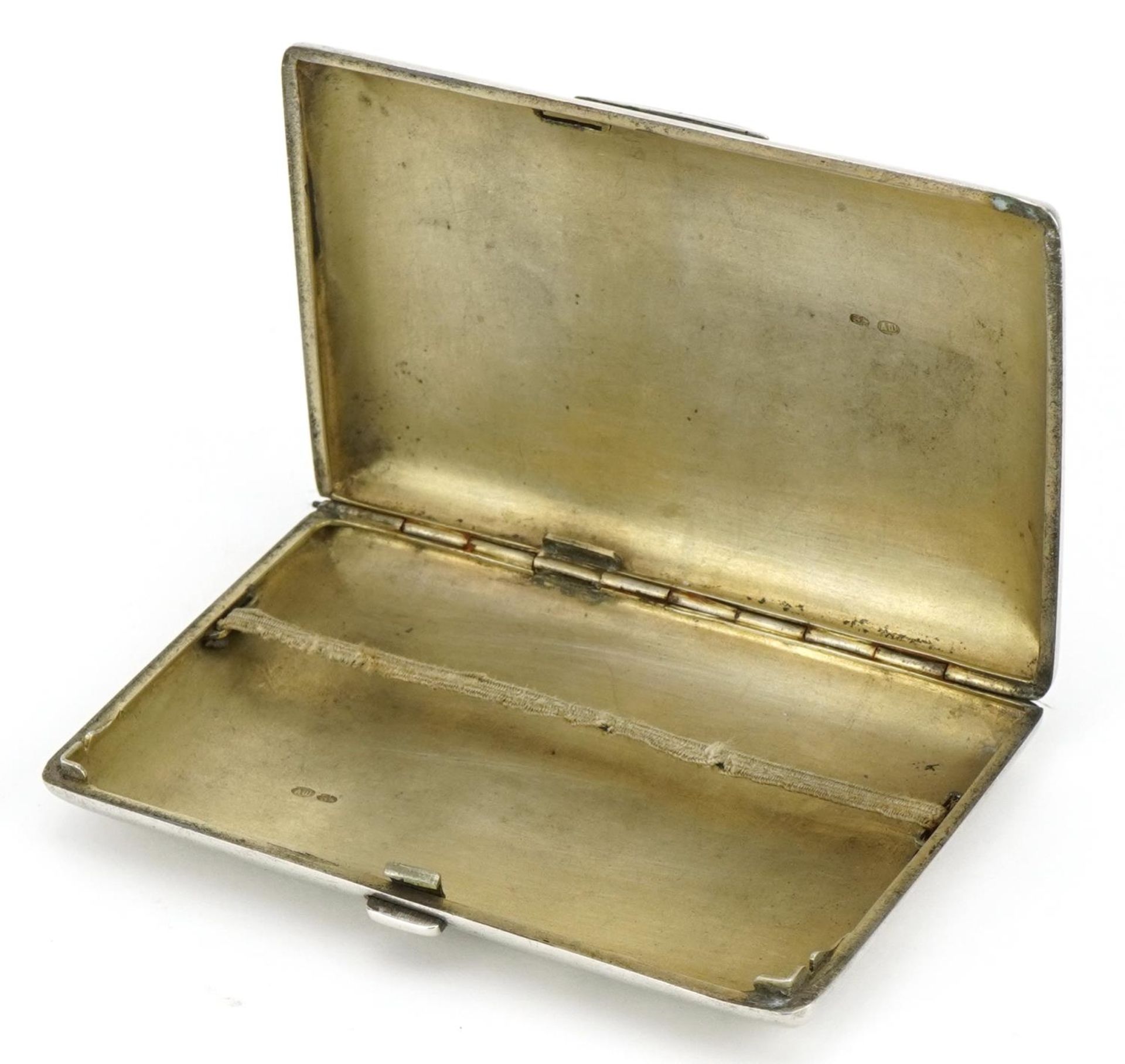 Rectangular silver cigarette case, impressed Russian marks to the interior, 12cm wide, 179.8g : - Bild 3 aus 6