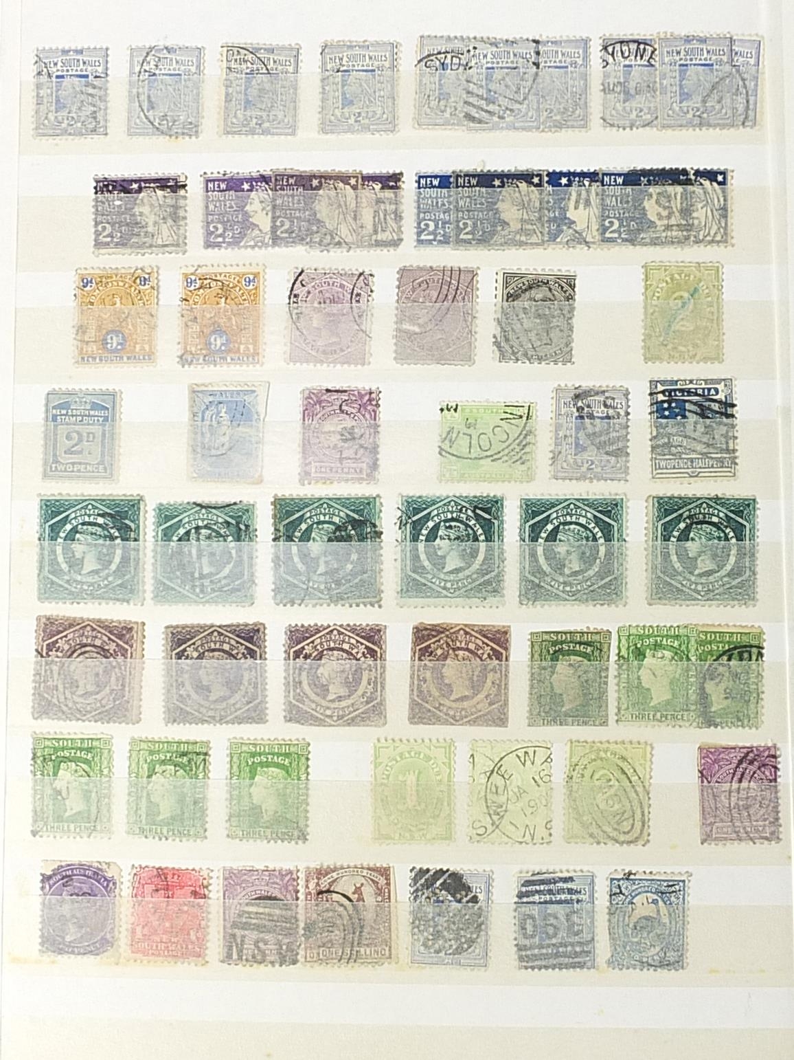 Collection of world stamps including The Five States and Australia arranged in an album : For