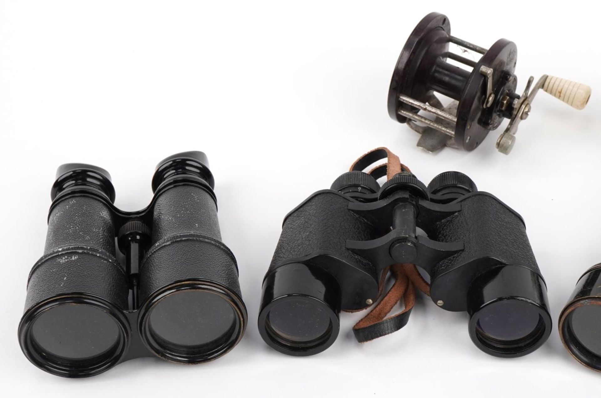Four pairs of military interest binoculars and two vintage fishing reels, the binoculars including - Image 2 of 5