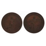 Two Kimberley 1892 South African and International Exhibition bronze medals, 4.5cm in diameter : For