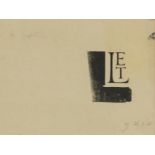 Eric Gill - Letters for Song of Songs, test print, inscribed in pencil, EG 26.9.25 and for S of S,