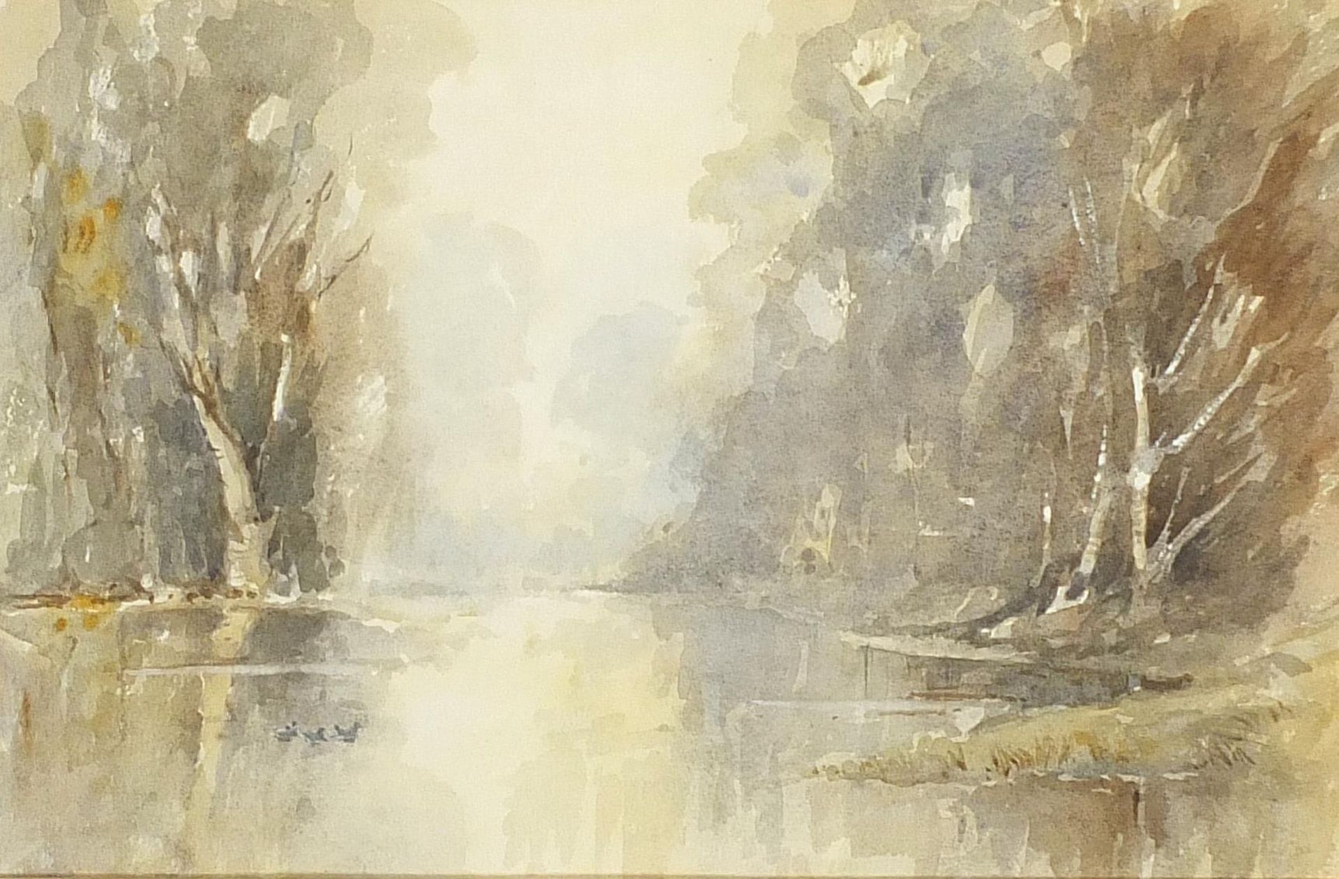 The Lake, Early Morning, watercolour, details verso, mounted, framed and glazed, 46cm x 31cm