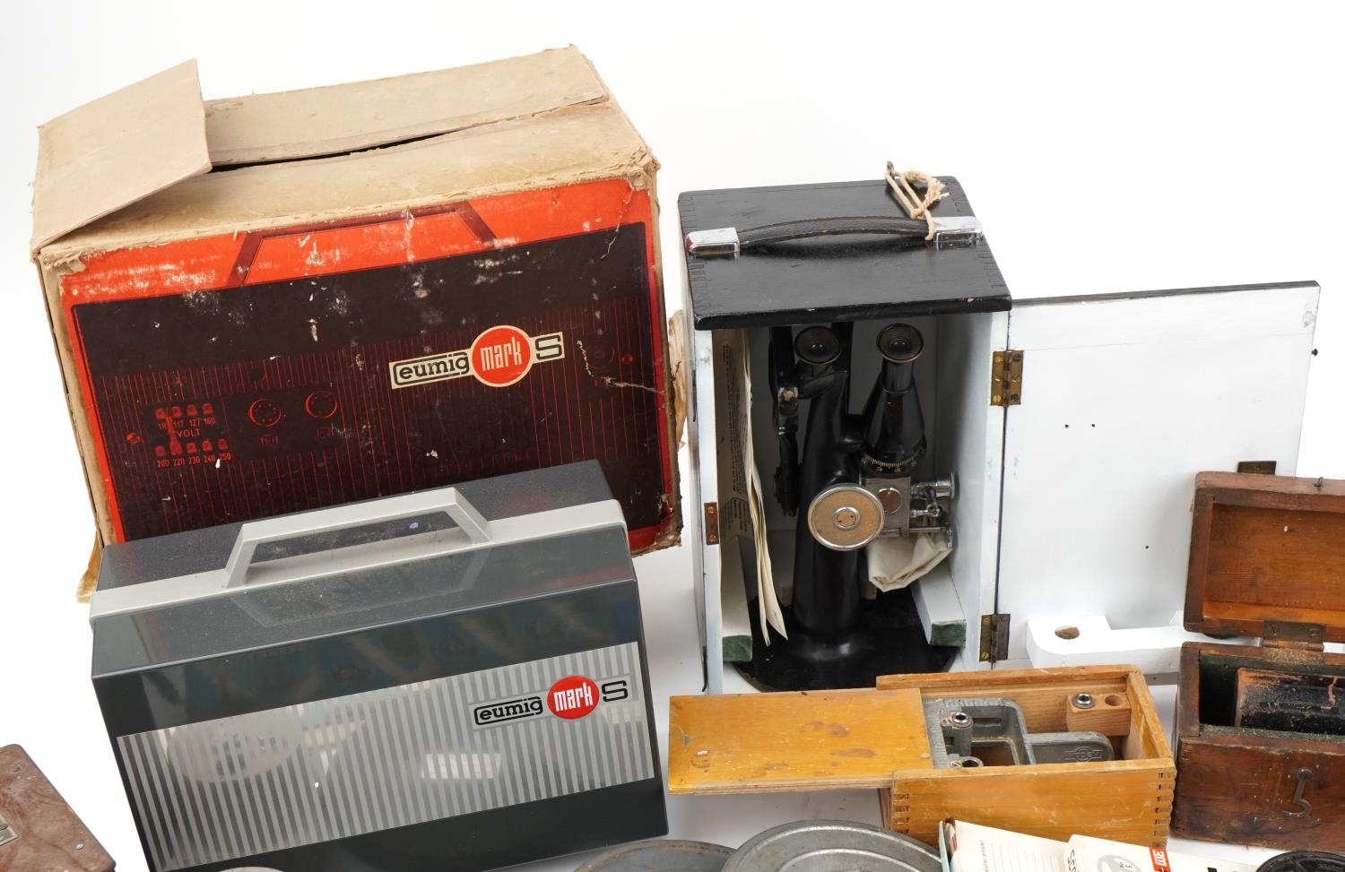 Collection of vintage and later tools, optical instruments, Eumig projector and reels including a - Image 2 of 6