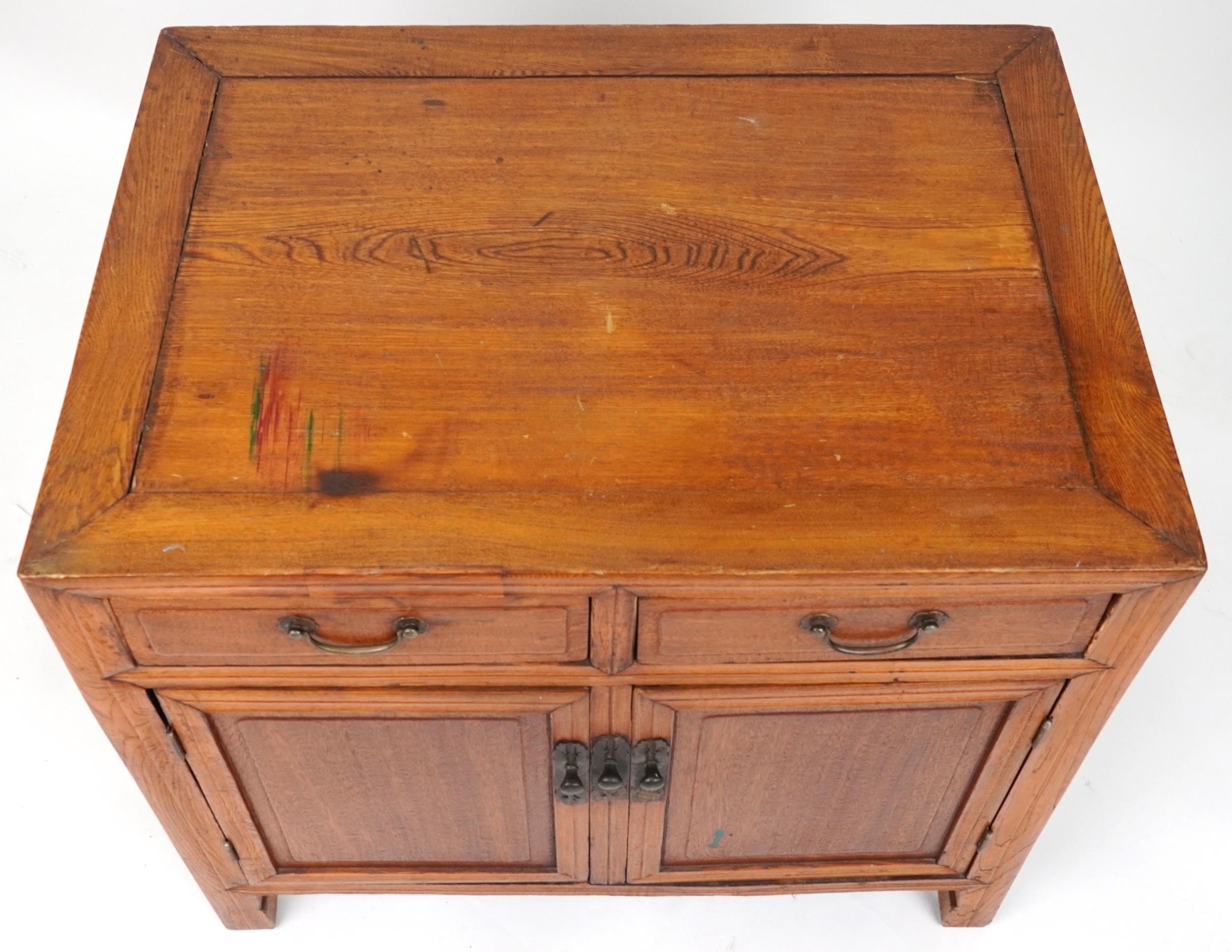 Chinese hardwood side cabinet fitted with two drawers above two cupboard doors, 78.5cm H x 86.5cm - Image 3 of 5