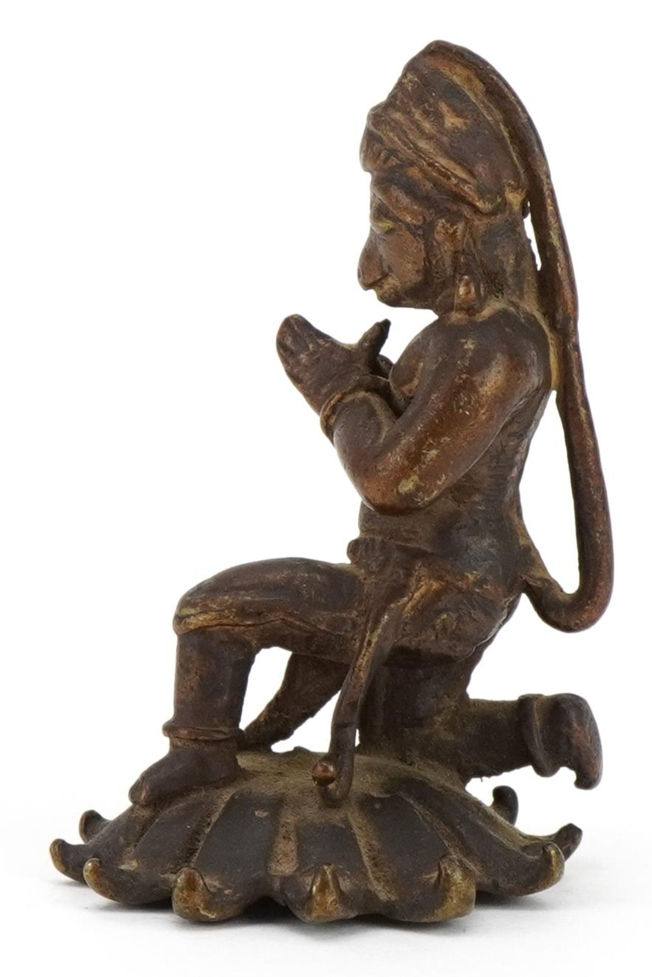 Antique Indian partially gilt bronze figure of kneeling Garuda, 8cm high : For further information - Image 3 of 7