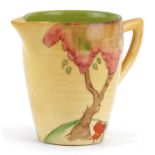 Clarice Cliff, Art Deco pottery milk jug hand painted in the taormina pattern, 7.5cm high : For