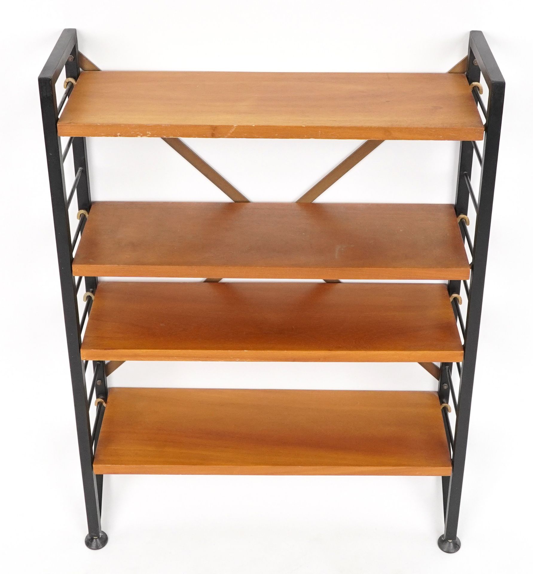 Mid century Staples Ladderax teak open bookcase, 86cm H x 63cm W x 20.5cm D : For further - Image 2 of 2