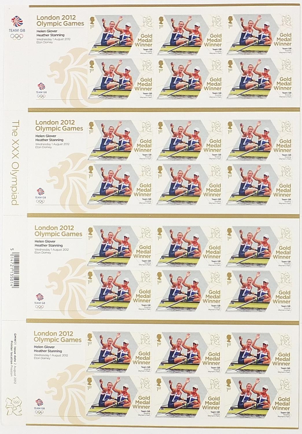 Two sheets of twenty four Royal Mail first class London 2012 Olympic games stamps : For further - Image 2 of 3