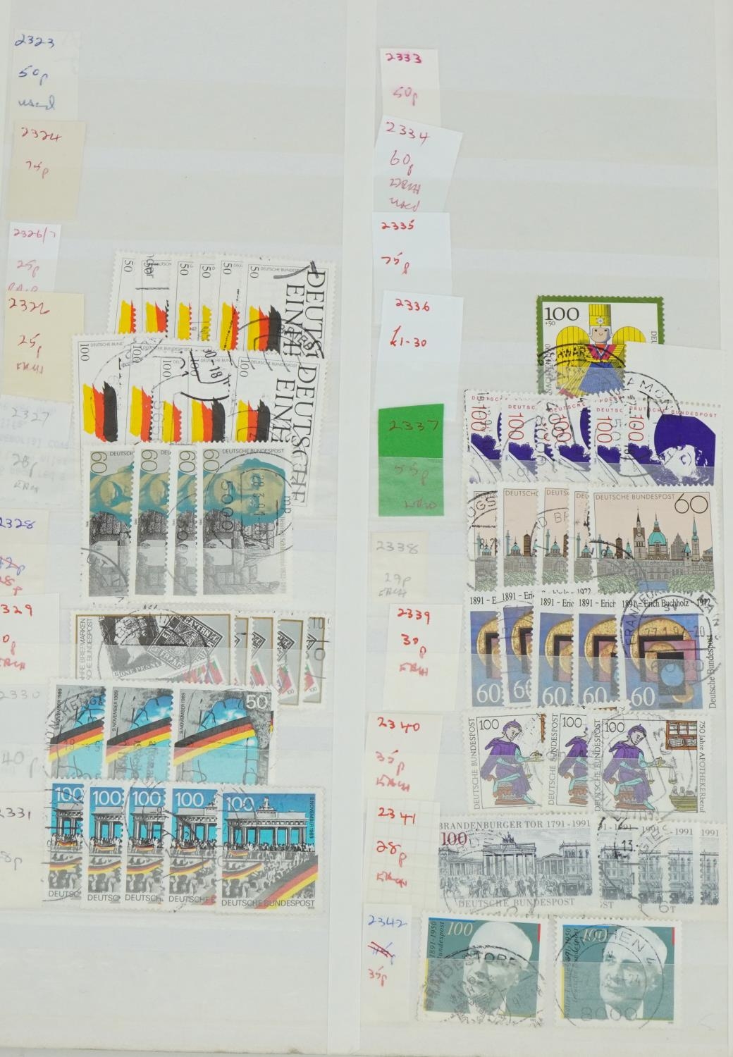 Collection late 20th and early 21st century German stamps arranged in a stock book : For further