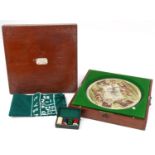 Victorian mahogany cased Sandown horse racing game registered by F H Ayers of London, 50cm x