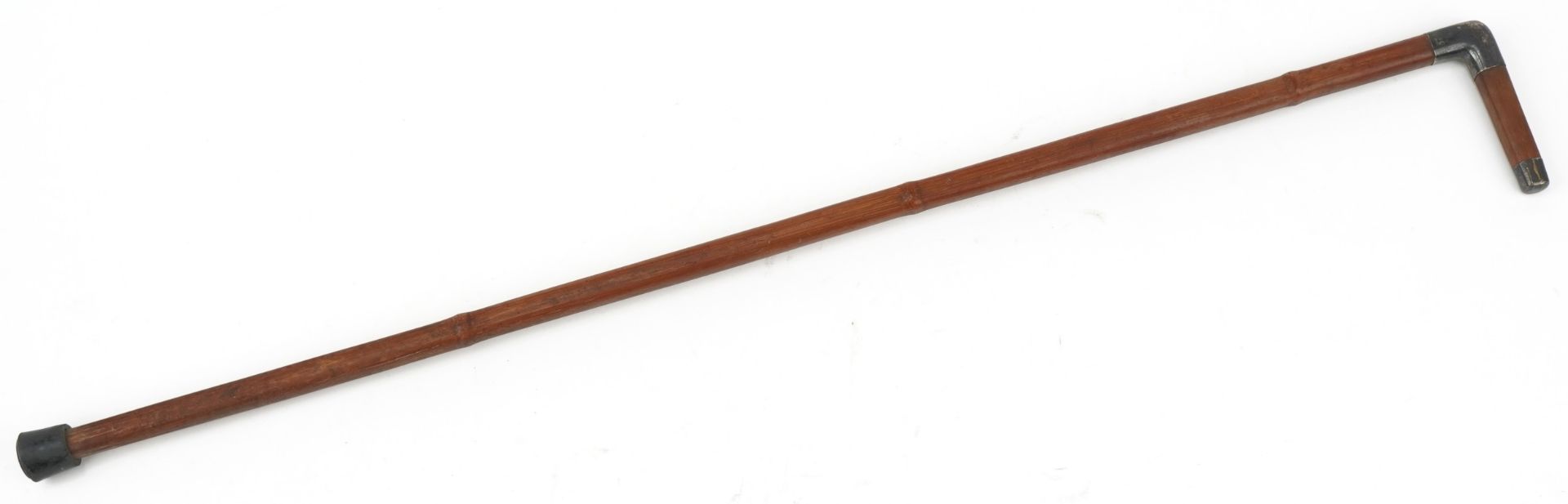 Brigg of London, Edwardian bamboo walking stick with silver mounts, 93cm in length : For further - Image 3 of 4