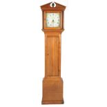 19th century oak cased one day grandfather clock with subsidiary dial, the painted face inscribed