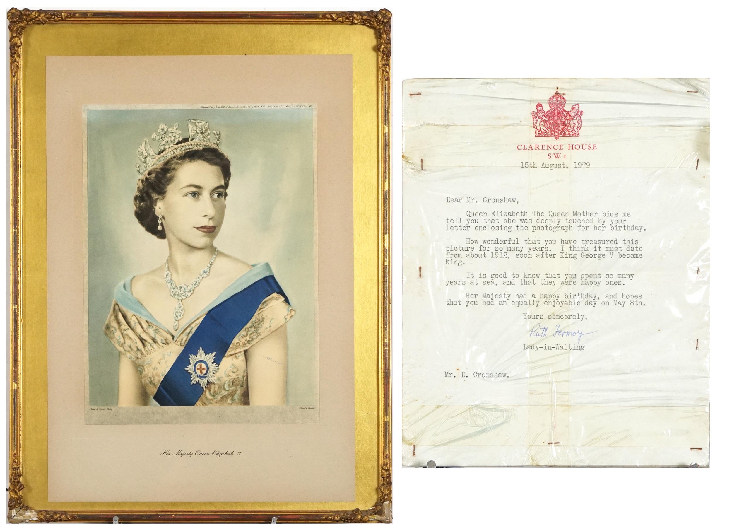 Royal interest letter from Queen Elizabeth The Queen Mother and signed by Ruth Fermoy, Lady in