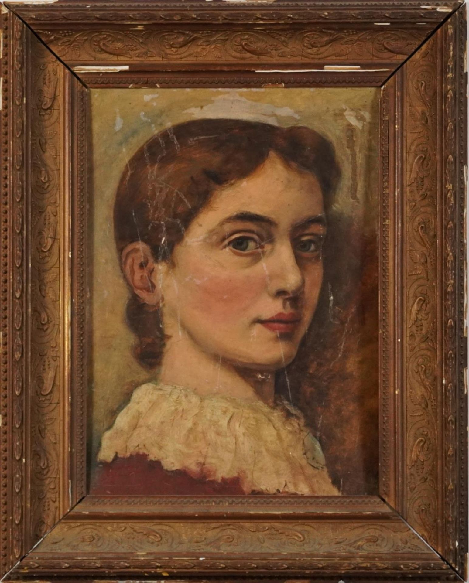 Manner of Frantisek Zdenek Eberl - Head and shoulders portrait of a young female, Impressionist - Image 2 of 3