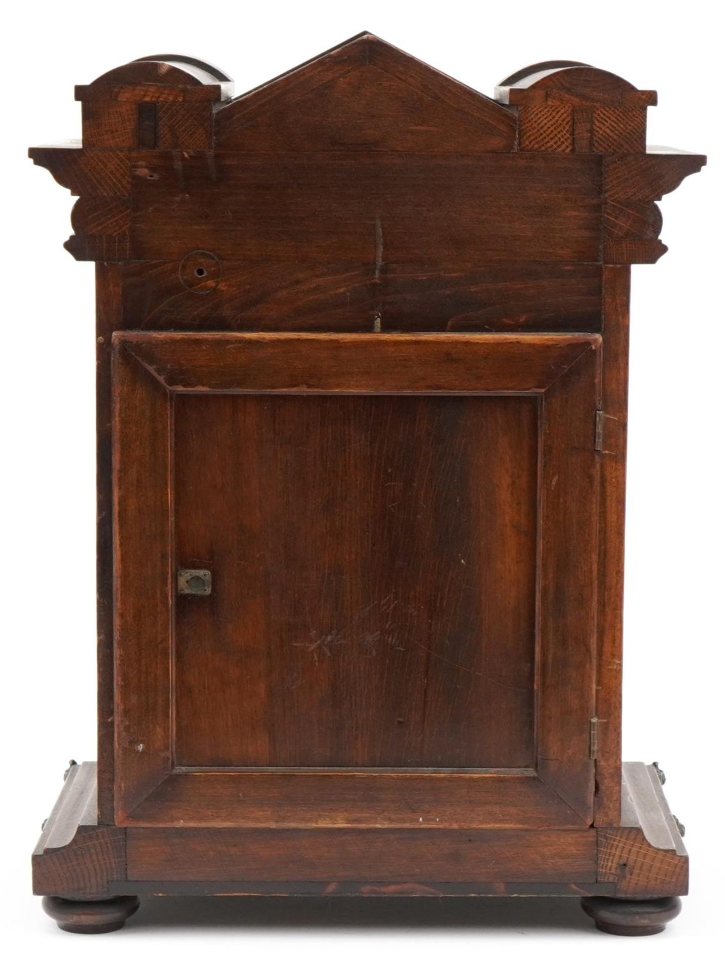 19th century oak bracket clock striking on five rods with Westminster chime, with Corinthian - Image 3 of 5