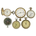 Six gentlemen's pocket watches and stopwatches including a Charles Frodsham eight day example and