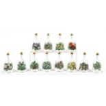 Set of twelve Danbury Mint Summer Collection porcelain bells, 12.5cm high : For further