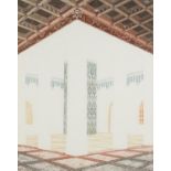 Rima Farah - Geometric interior scene, etching in colour, details verso, mounted, framed and glazed,