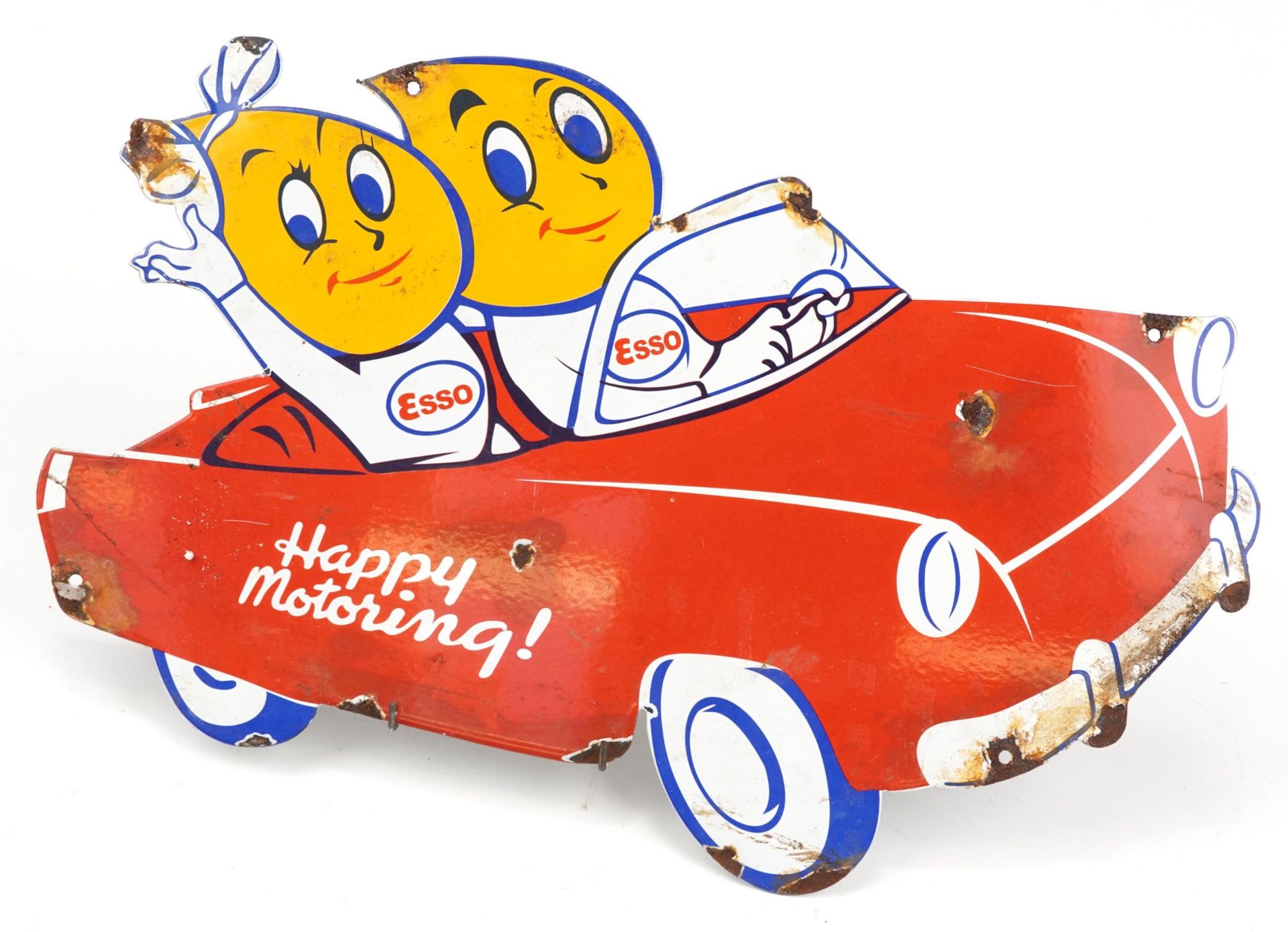Esso Happy Motoring enamel advertising sign, 51cm x 38cm : For further information on this lot
