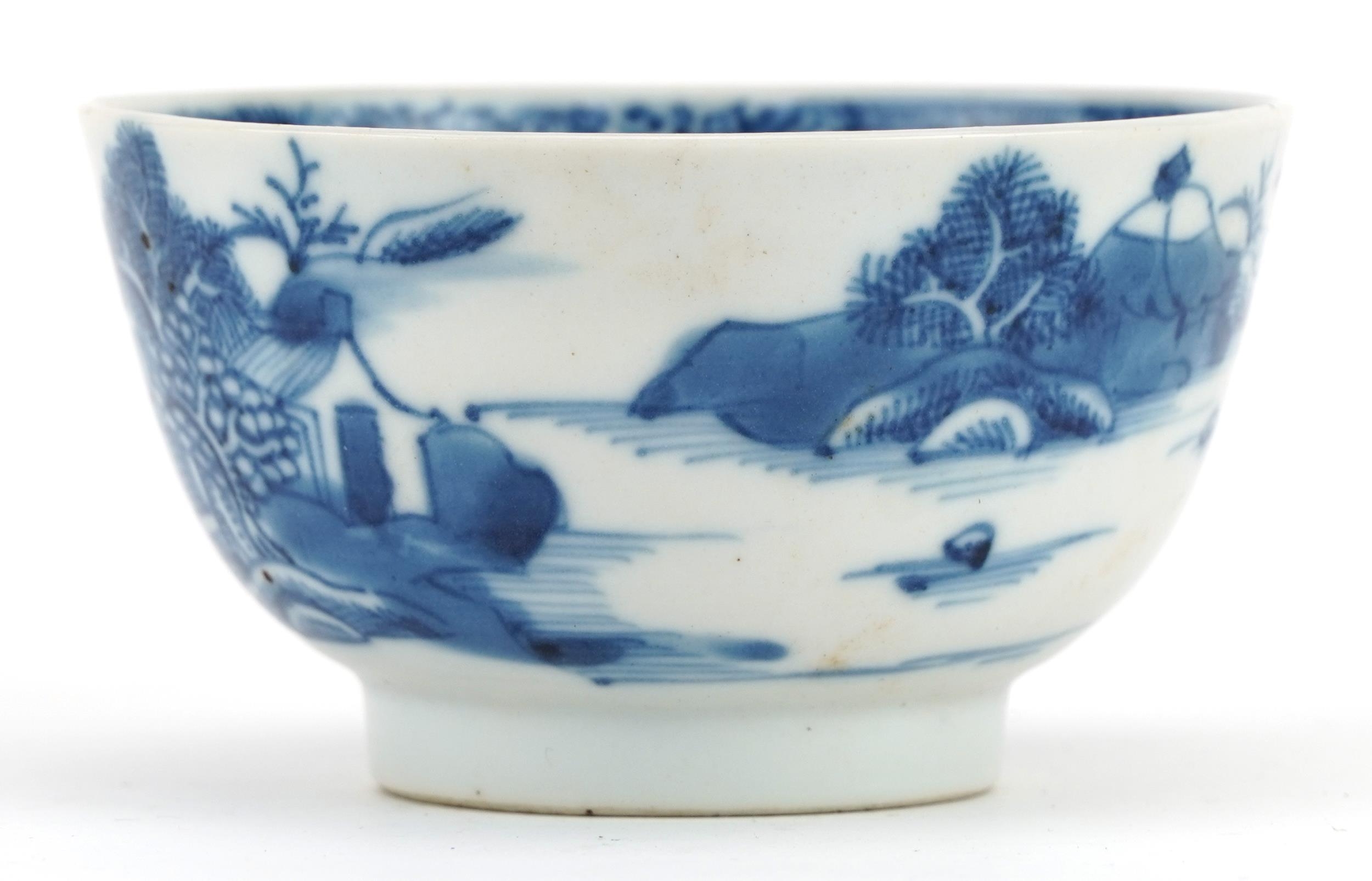 Chinese blue and white porcelain plate and tea bowl hand painted with a river landscape, the largest - Image 2 of 6