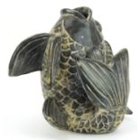 Continental pottery vase in the form of a stylised fish, 28cm high : For further information on this