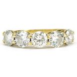 Iliana, 18k gold diamond five stone ring, each diamond approximately 0.40 carat, size L, 3.0g :