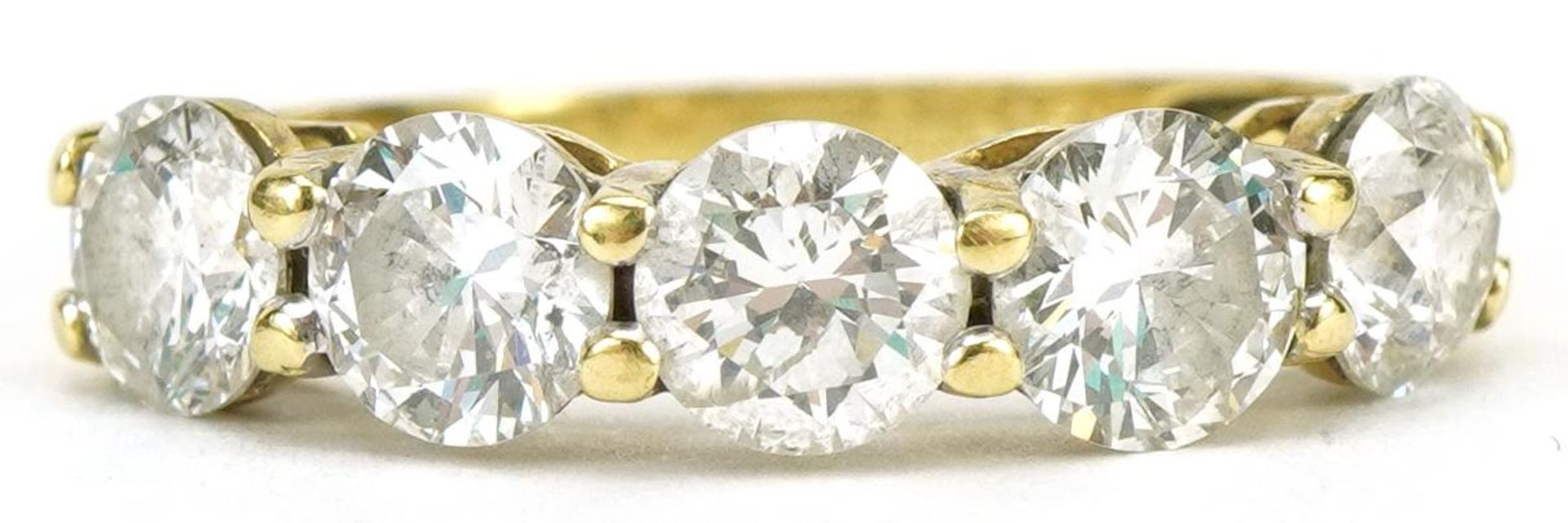Iliana, 18k gold diamond five stone ring, each diamond approximately 0.40 carat, size L, 3.0g :