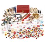 Antique and later objects including Art Deco buckles, vintage buttons, costume jewellery and