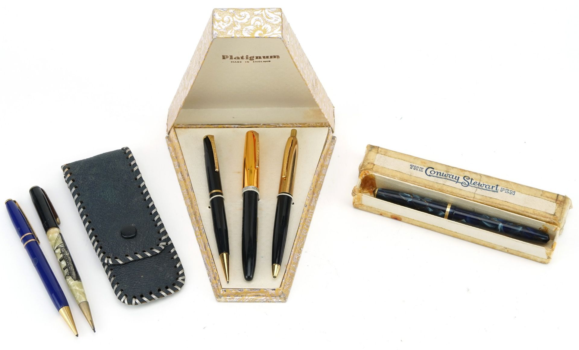 Vintage pens and pencils including Ritepoint pencil commemorating Cunard liner Queen Elizabeth,