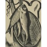 Agnes Miller Parker - Roach and Net, woodcut/lithograph, various inscriptions verso including