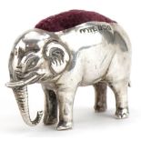 Adie & Lovekin Ltd, novelty Edwardian silver pincushion in the form of an elephant, Birmingham 1906,