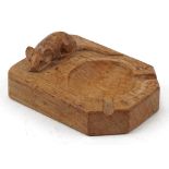 Robert Mouseman Thompson, light oak ashtray carved with signature mouse, 10cm wide : For further