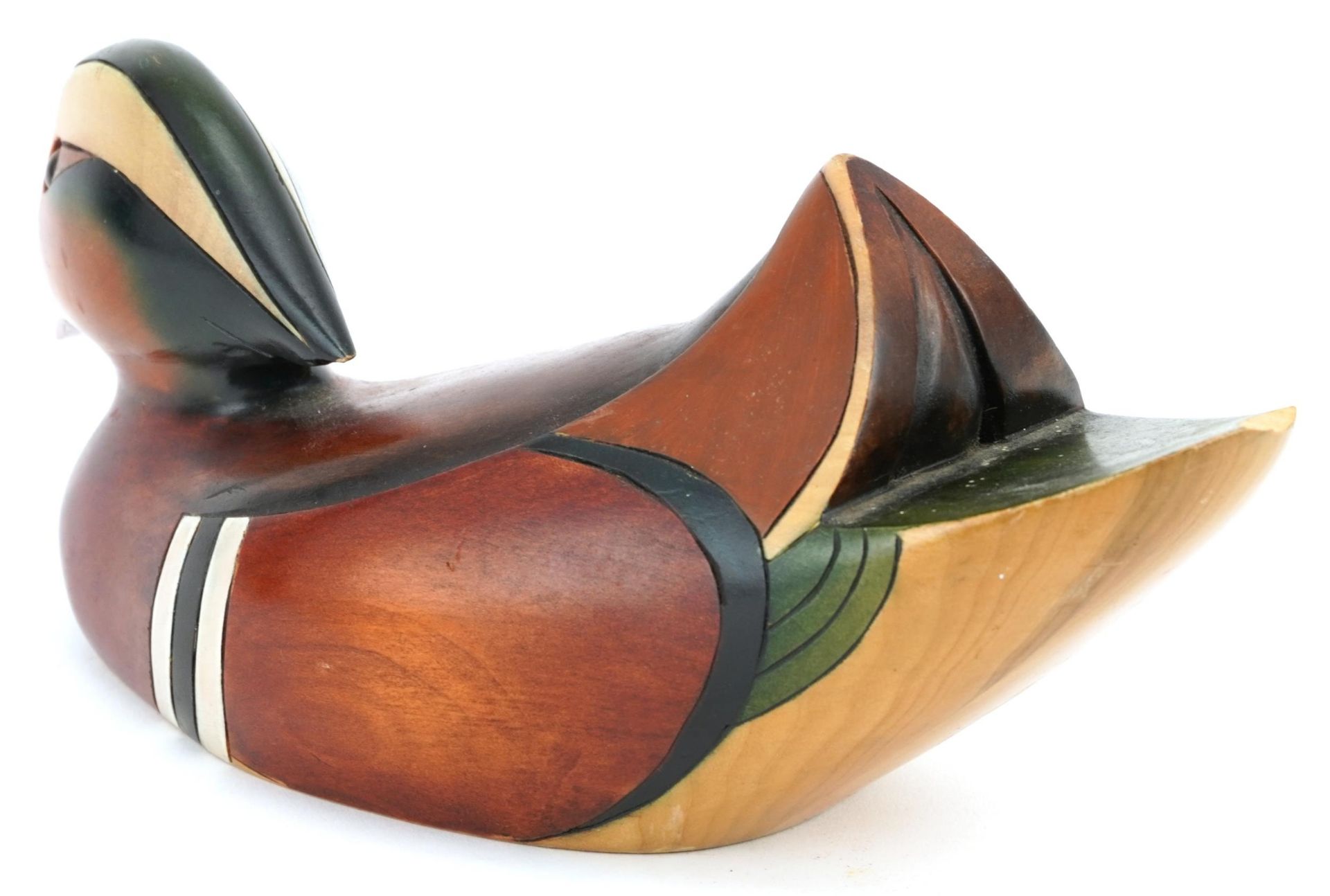 Feathers Gallery carved wood Mandarin duck decoy, lead edition 966/2000, 28.5cm in length : For - Bild 2 aus 4