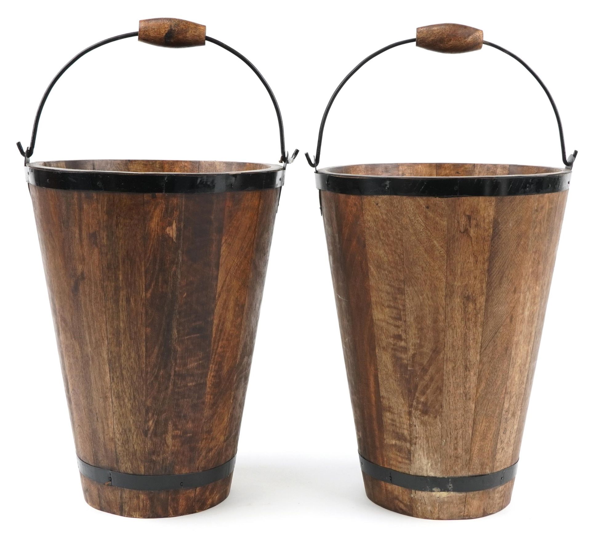 Pair of Bollinger design Champagne ice buckets with metal mounts and swing handles, each 40cm high - Image 2 of 3