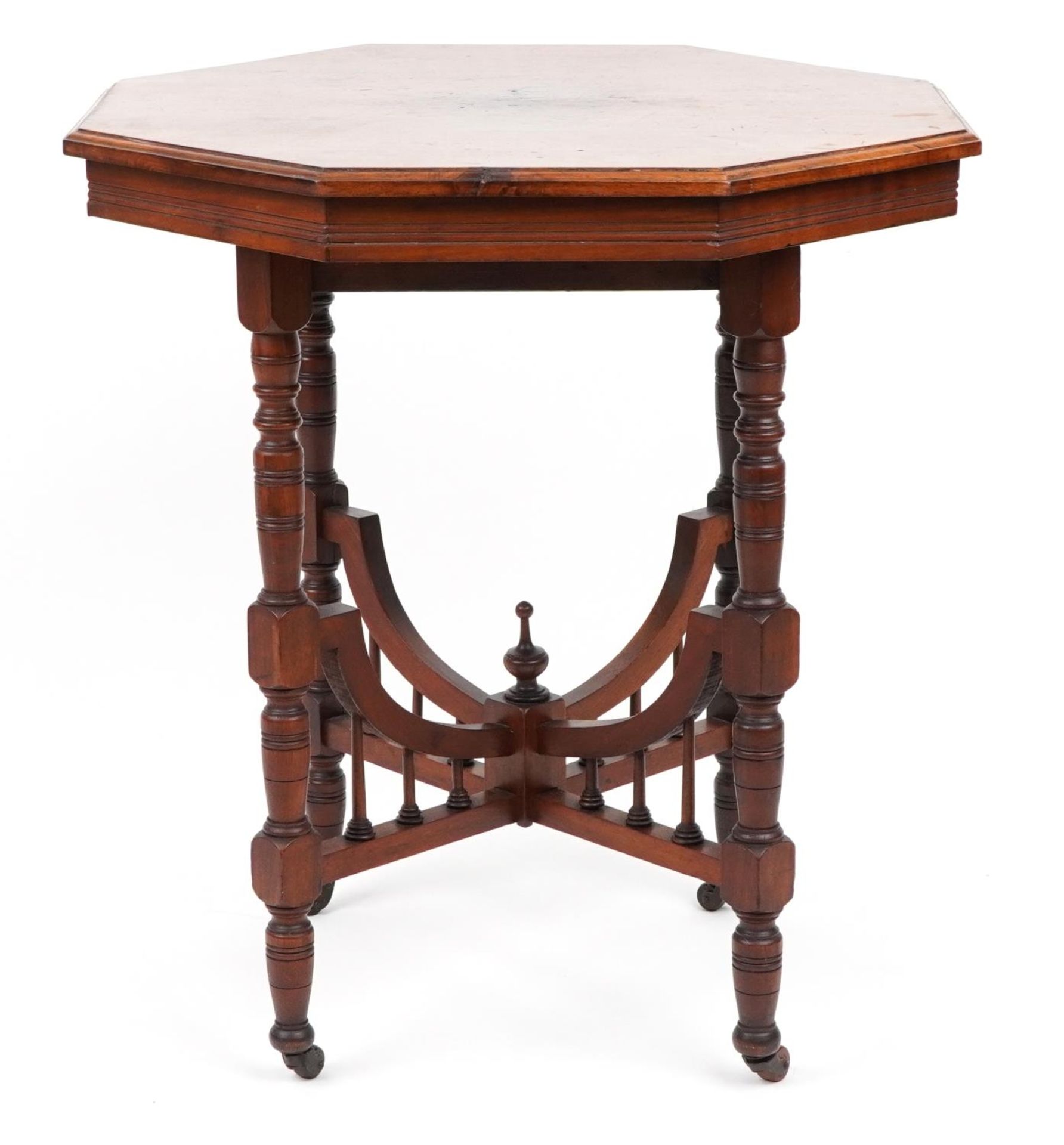 Aesthetic style mahogany octagonal centre table, 72.5cm high x 72cm in diameter : For further - Image 3 of 4